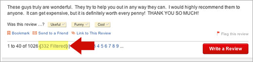 Yelp Filtered Review Link
