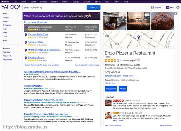 Yahoo-Yelp Search Results
