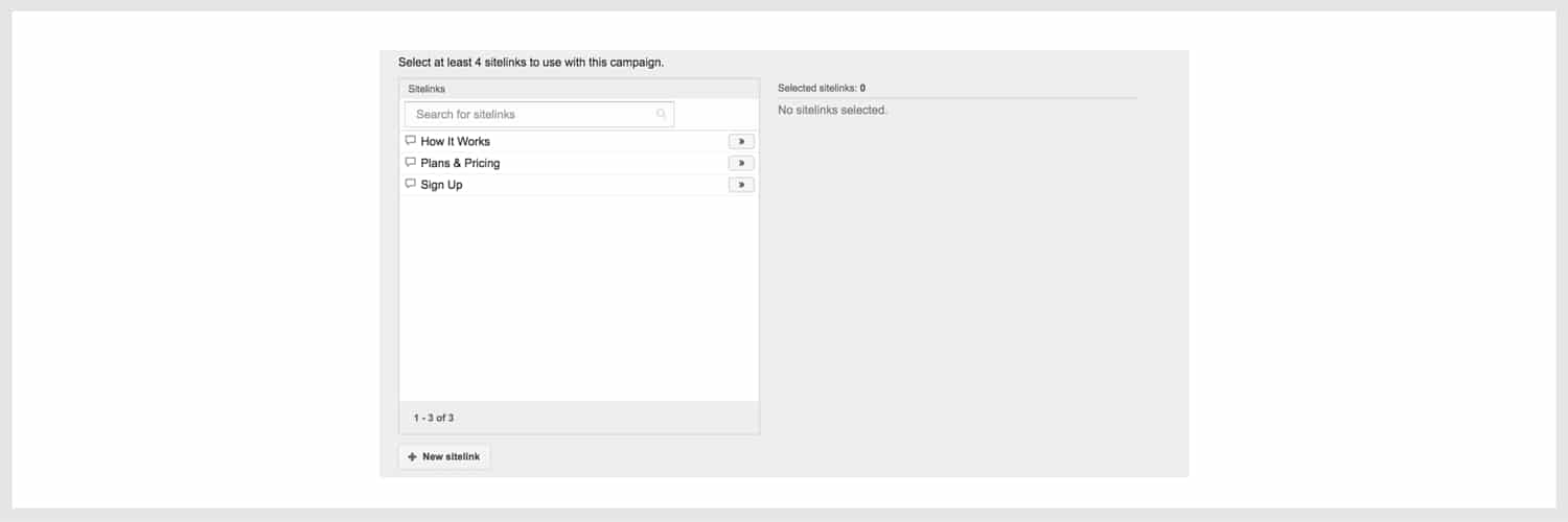 Sitelink Extension Options