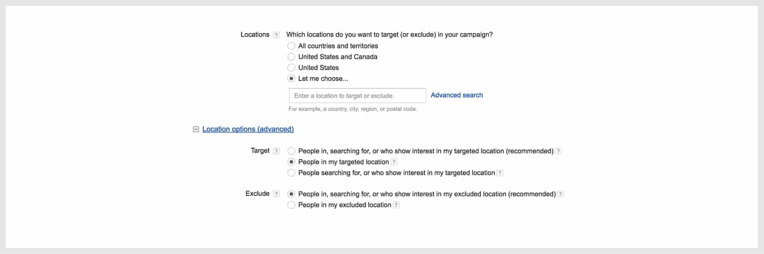 Advanced Location Extension Settings