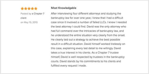 5 star Lawyer Review