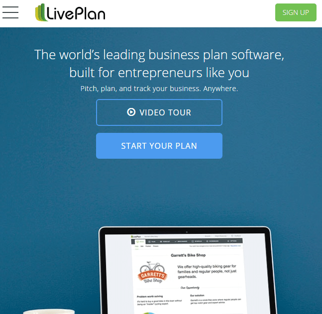 LivePlan Landing Page