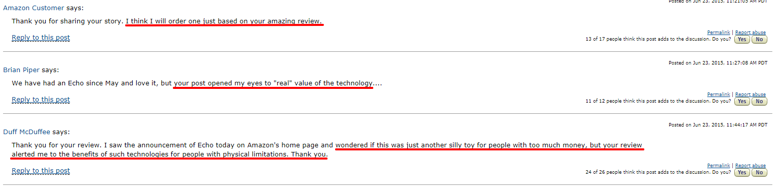Amazon Echo review responses