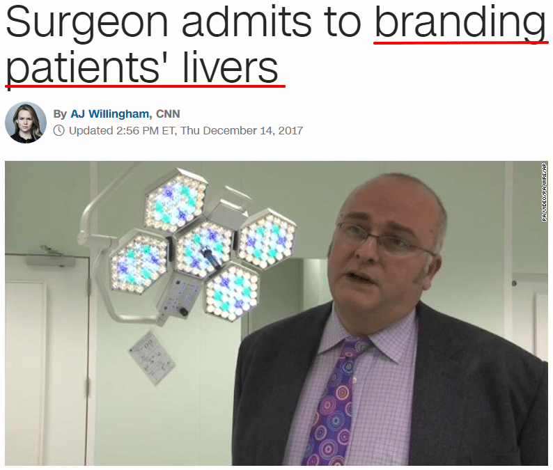 doctor brands livers of patients