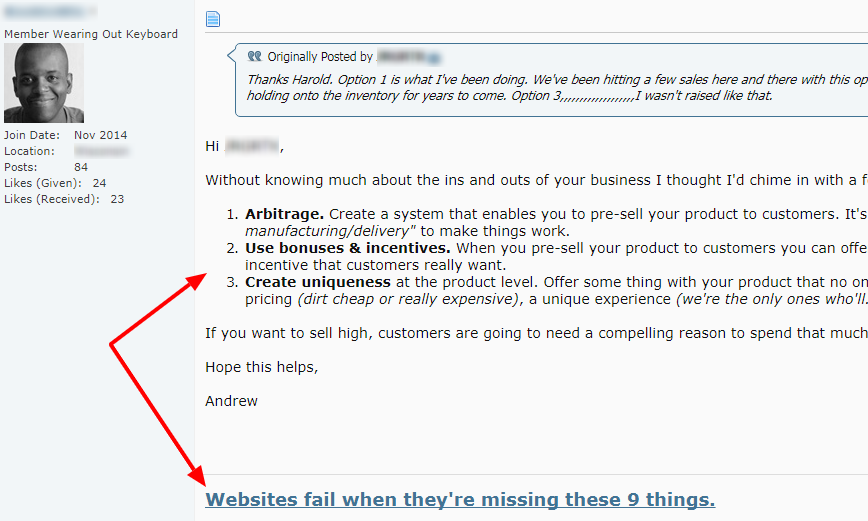 local search forum comment example