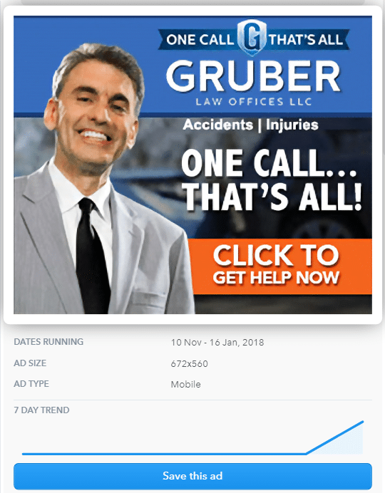 Gruber Lawyer advertisement