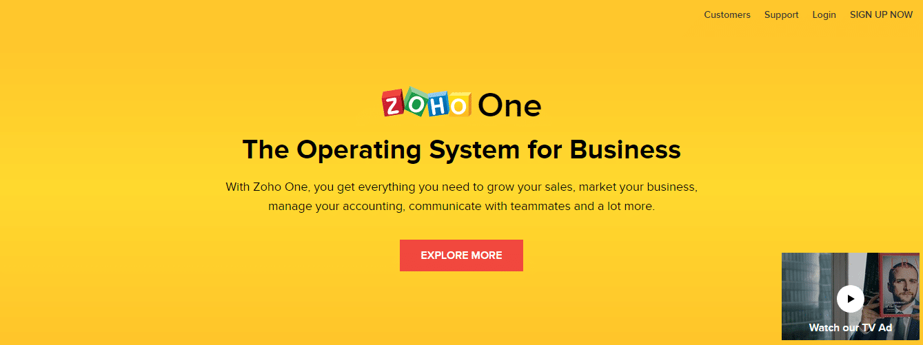Zoho Homepage