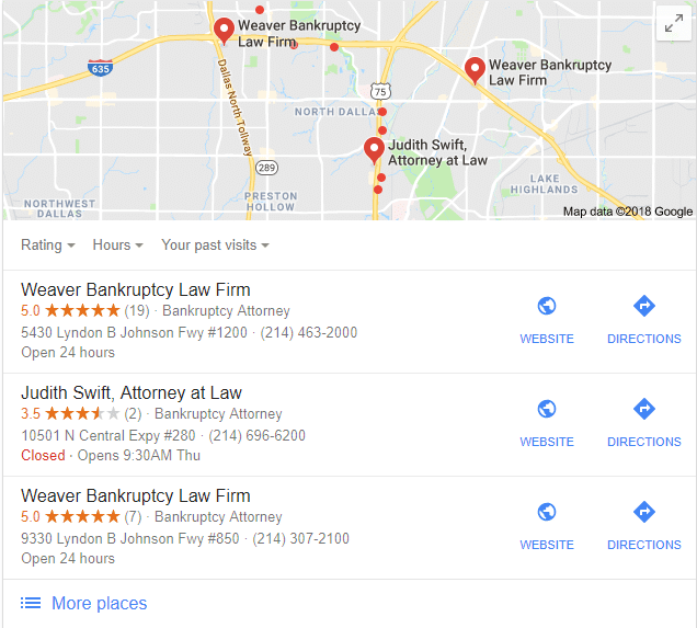 bankruptcy law local 3 pack google near me search
