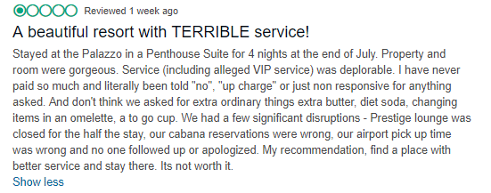 Terrible service TripAdvisor hotel review