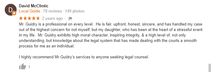 non-anonymous lawyer review on Google