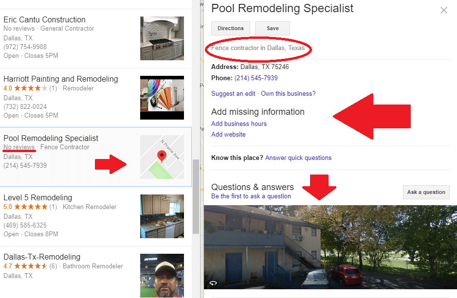 pool remodeling or fence contractor - home services google listing