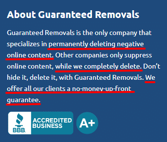 BBB guarantee for reputation management services