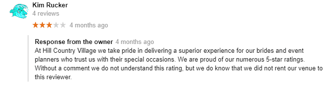 owner calling out the reviewer for a 3 star review on google