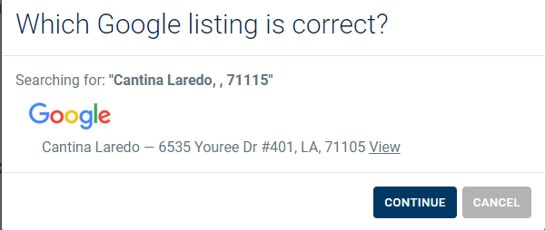 Correct Google My Business listing
