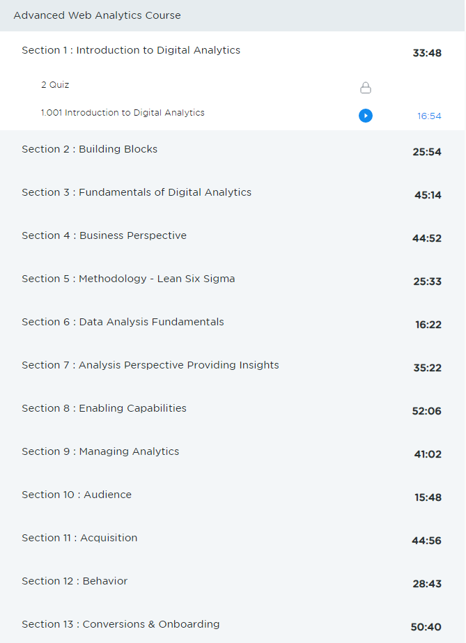 Advanced Web Digital Analytics Course Syllabus - Market Motive