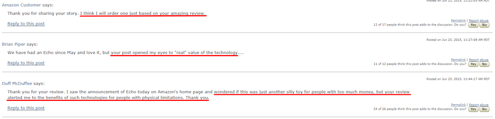 Amazon Echo review responses