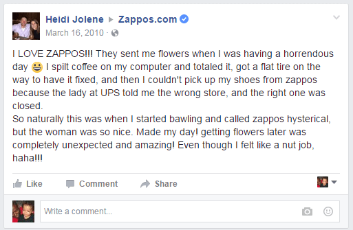 example of a happy reviewer on facebook
