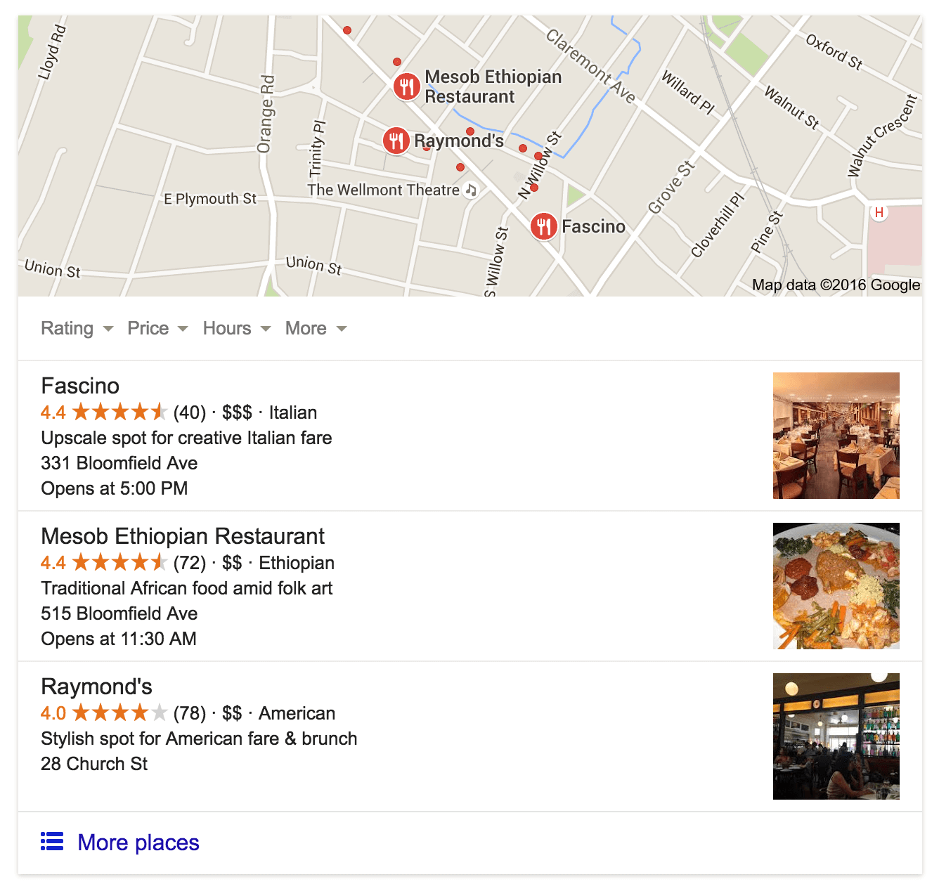 Google local pack - reviews for restaurants near me