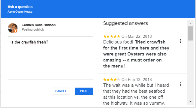 acme oyster house google review answers