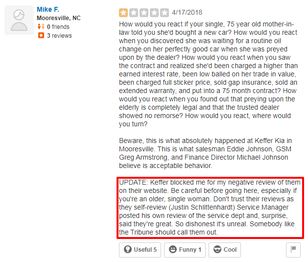 Mike F negative yelp review