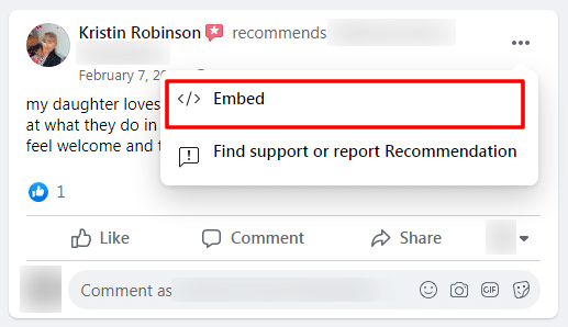 embed facebook recommendation