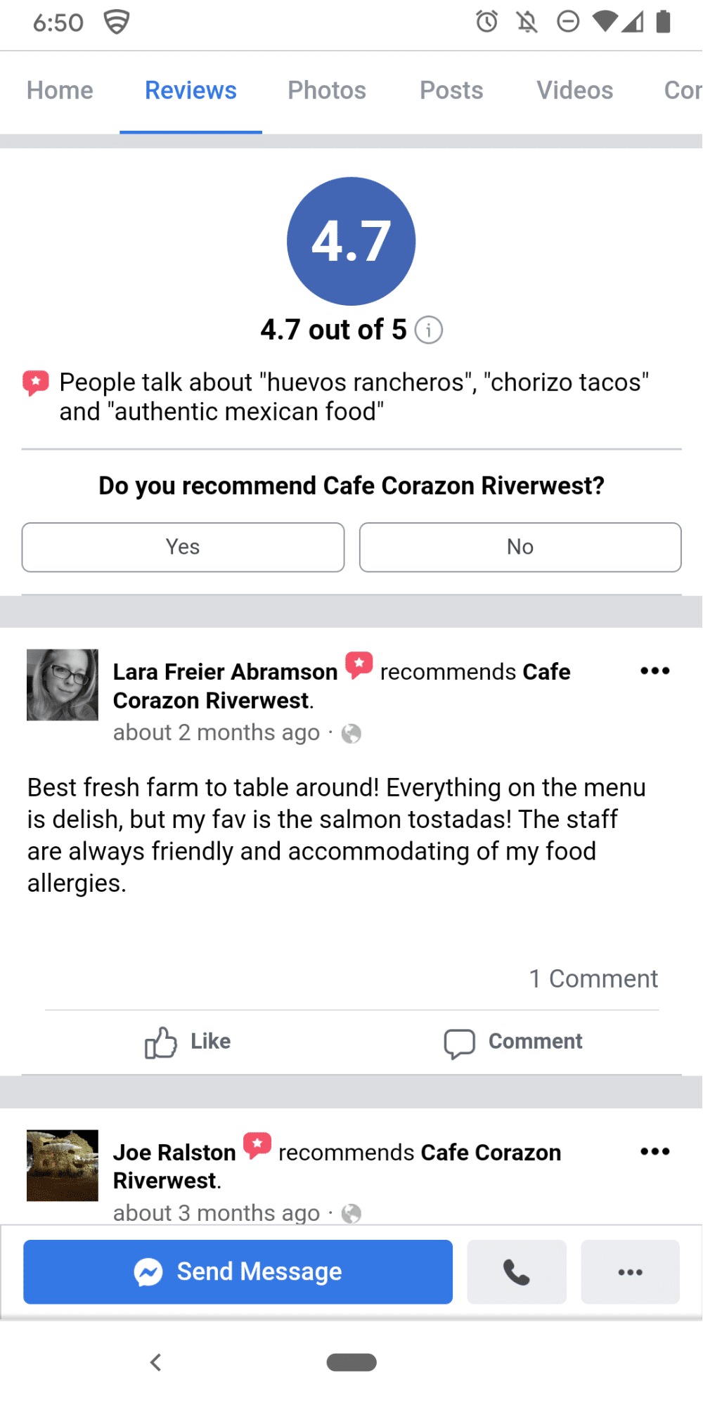 Facebook recommendations mobile