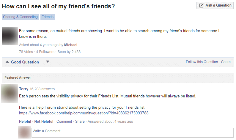 Facebook mutual friends example