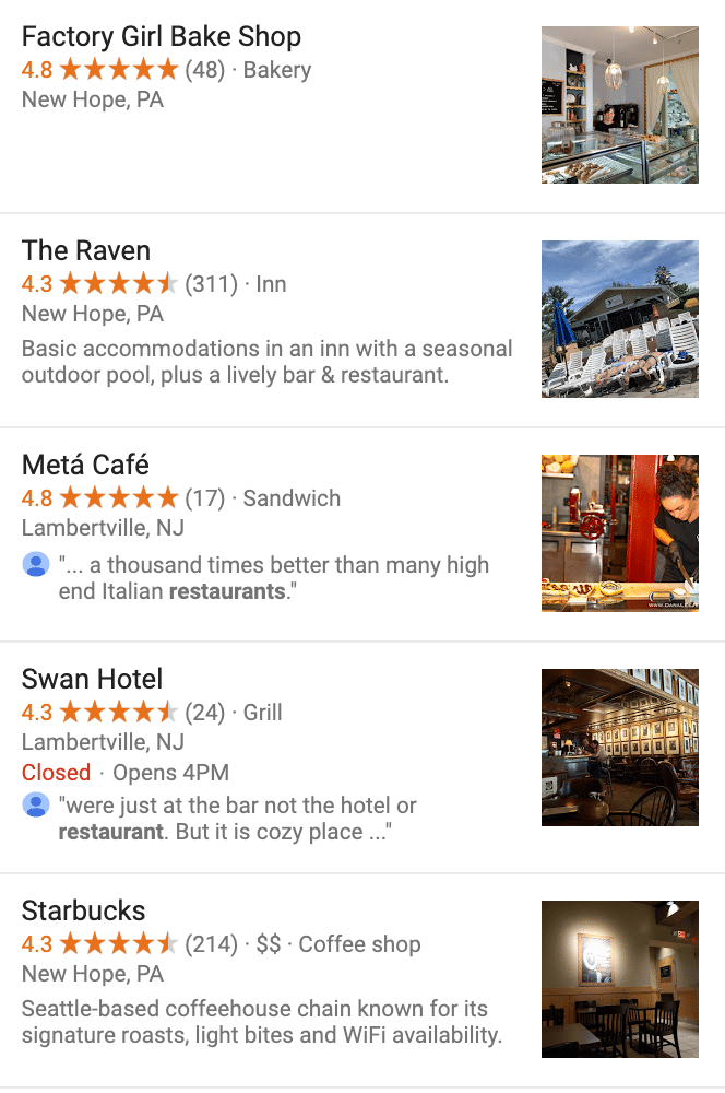 example of better restaurants with more reviews in google maps
