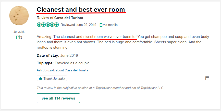 tripadvisor 5 star hotel review