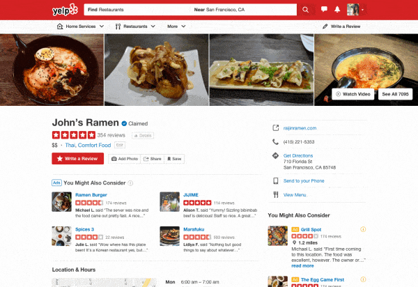 Removal of Competitor Ads on Yelp