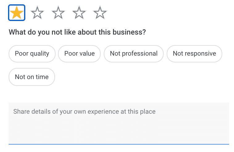 bad Google review attributes