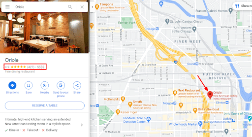 Google reviews in Google Maps