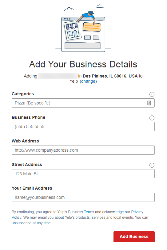 yelp business details form