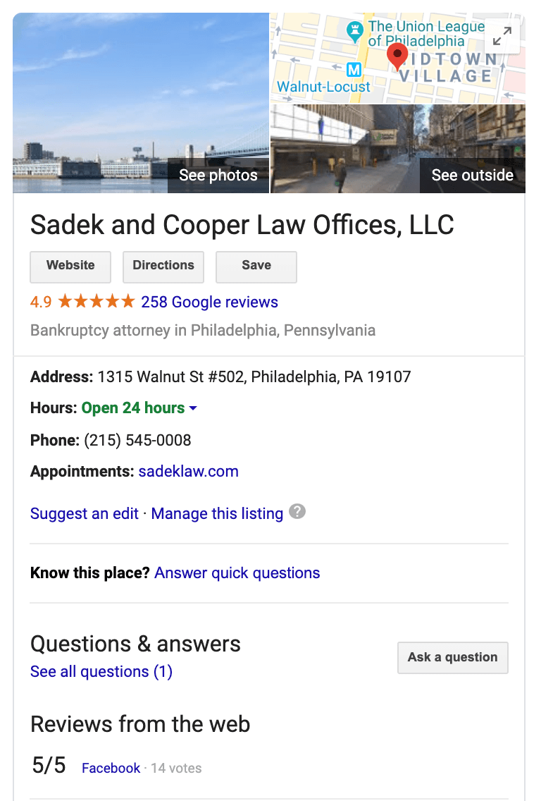 sadek and cooper law offices google my business