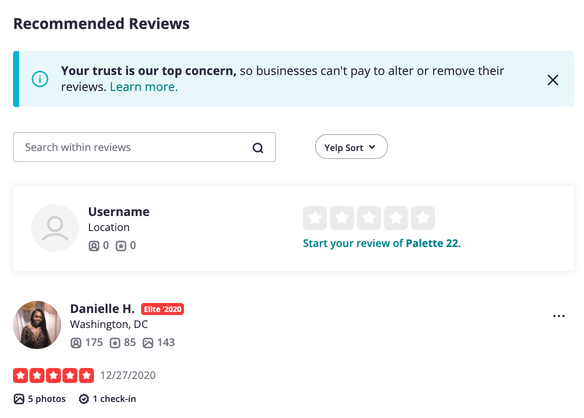 yelp recommended reviews
