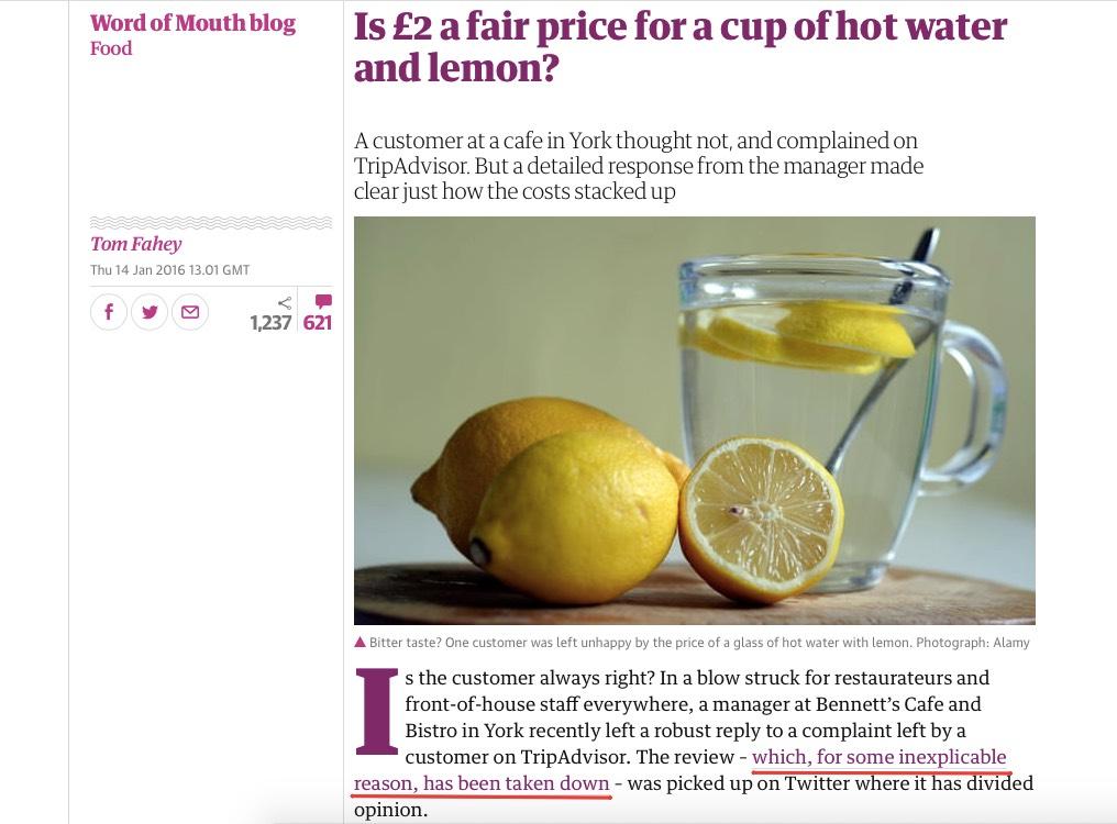 lemon water price customer complaint
