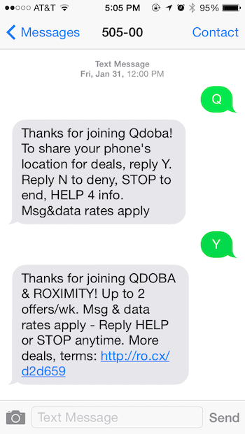 qdoba sms marketing example