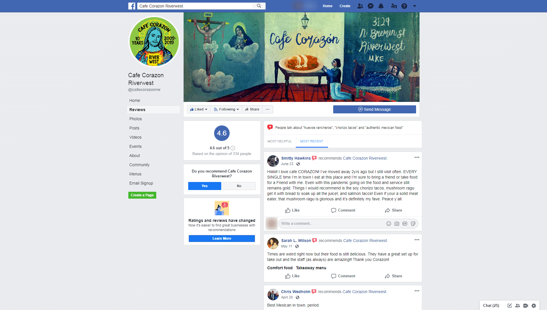 Facebook Page Recommendations example