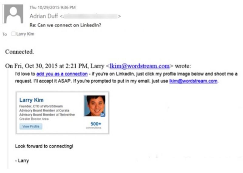 linkedin connection request email example