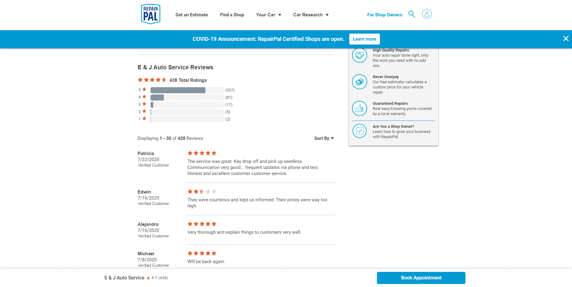 RepairPal reviews