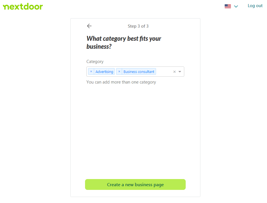 nextdoor choose business category