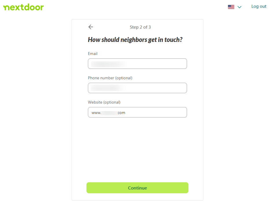 nextdoor choose contact info