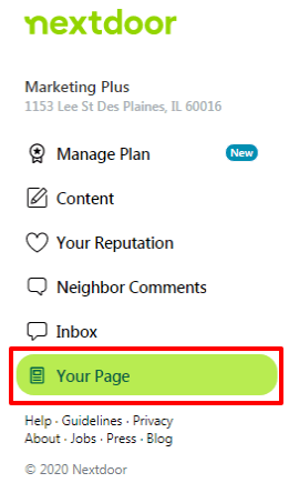 Nextdoor your page navigation