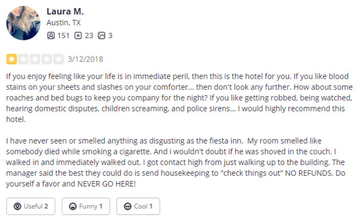 yelp hotel review