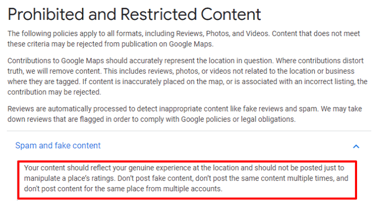 Google restricted content