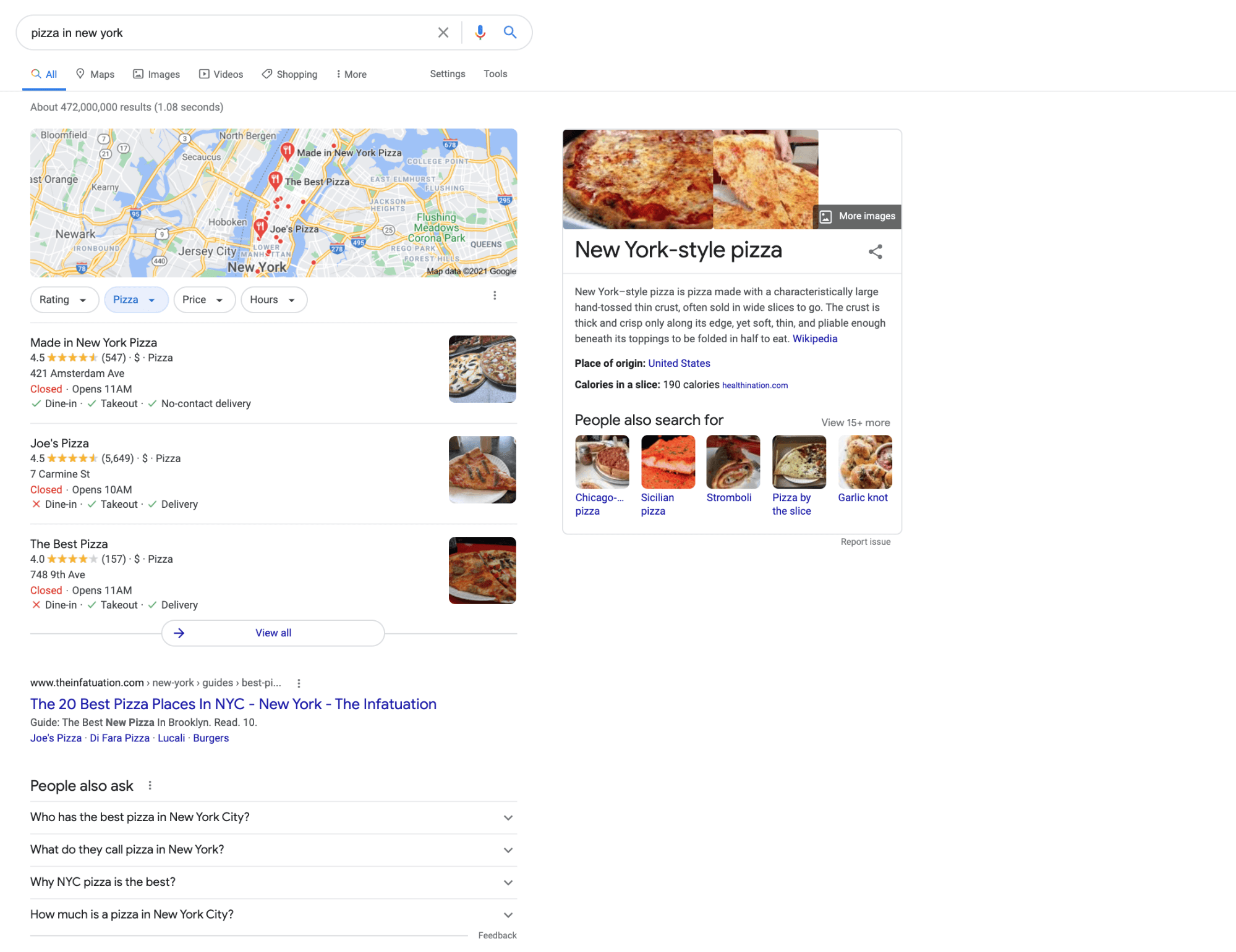 google search pizza in new york