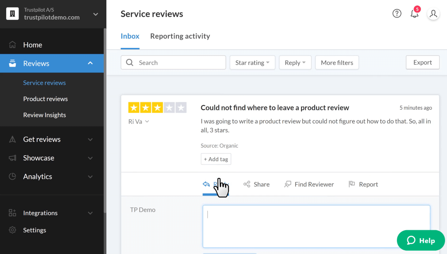 Trustpilot service reviews