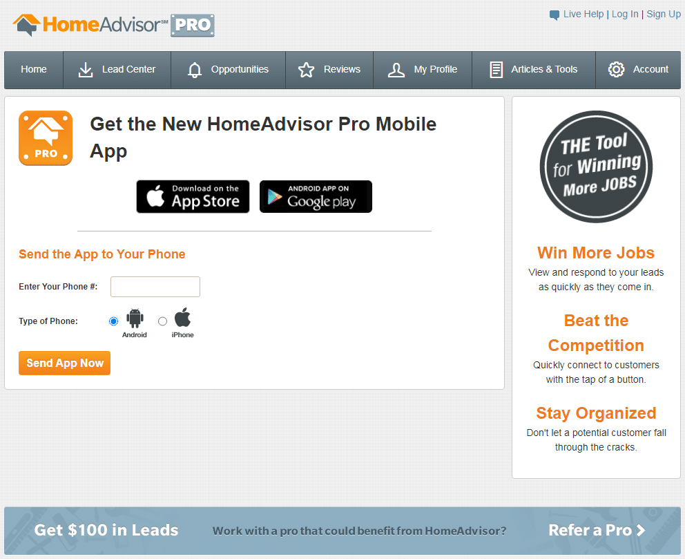 HomeAdvisor Pro App