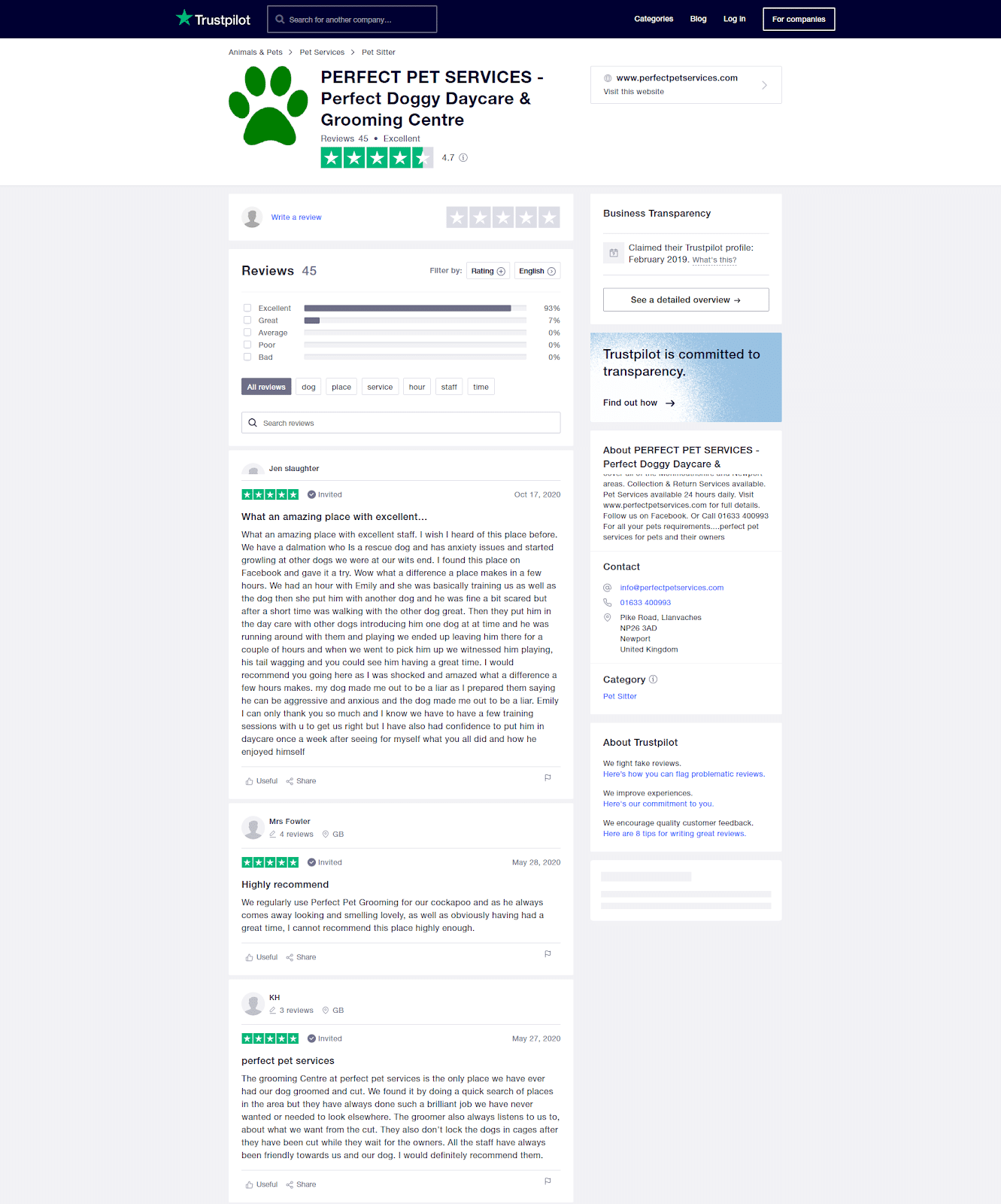 trustpilot review listing example 2