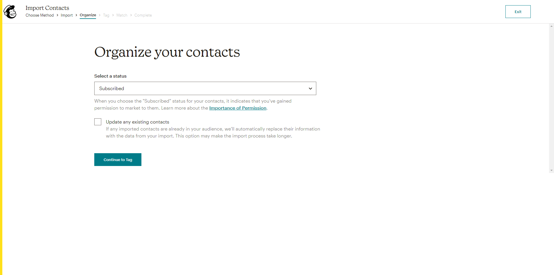 mailchimp organize contacts